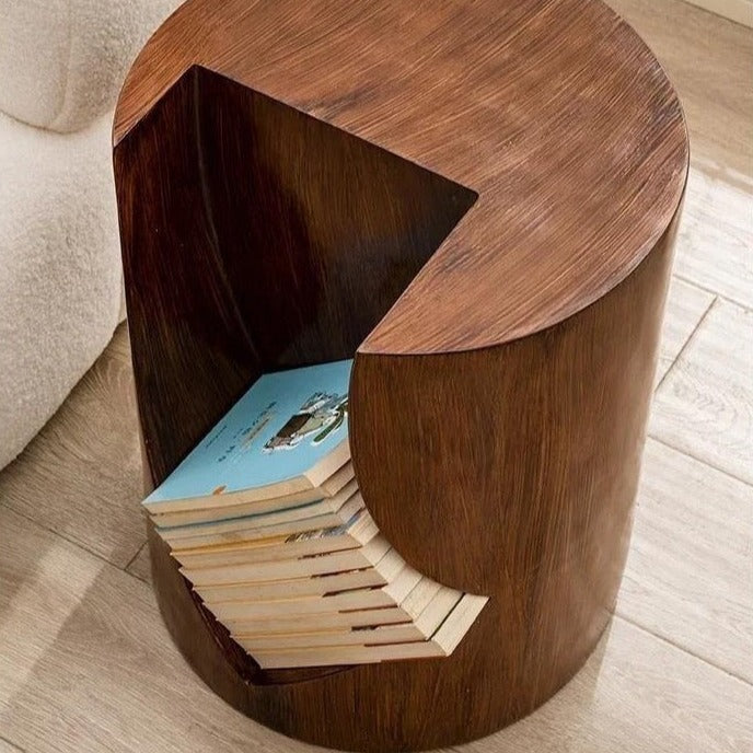 Top view Amari side table, stool, bookshelf