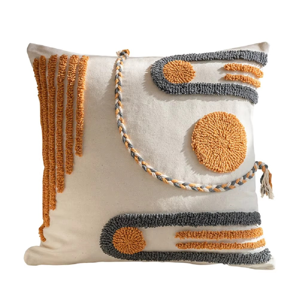 Bijou throw pillow cover for couch and sofa accent decor. Boho design.