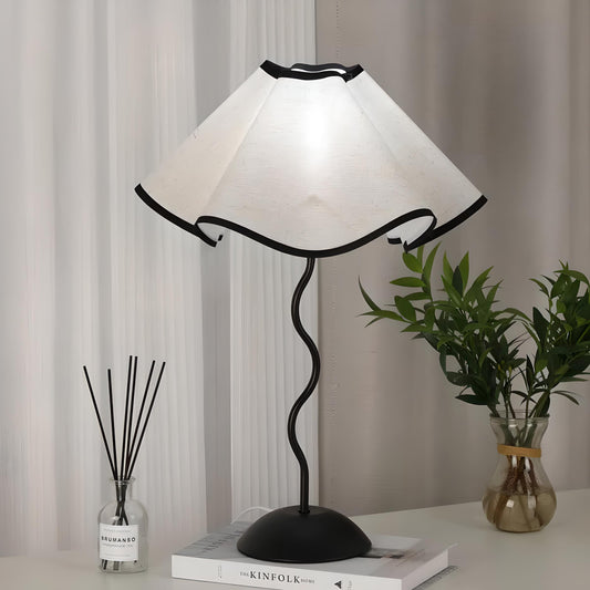 Dulcie table lamp home decor. Metal stem, floral umbrella lamp.