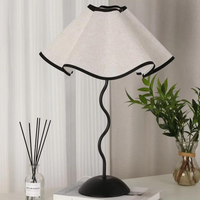 Dulcie table lamp home decor. Metal stem, floral umbrella lamp.