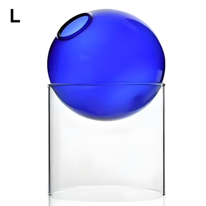 Eterna glass ball vase for flowers or decor. Large Size. Blue Color.