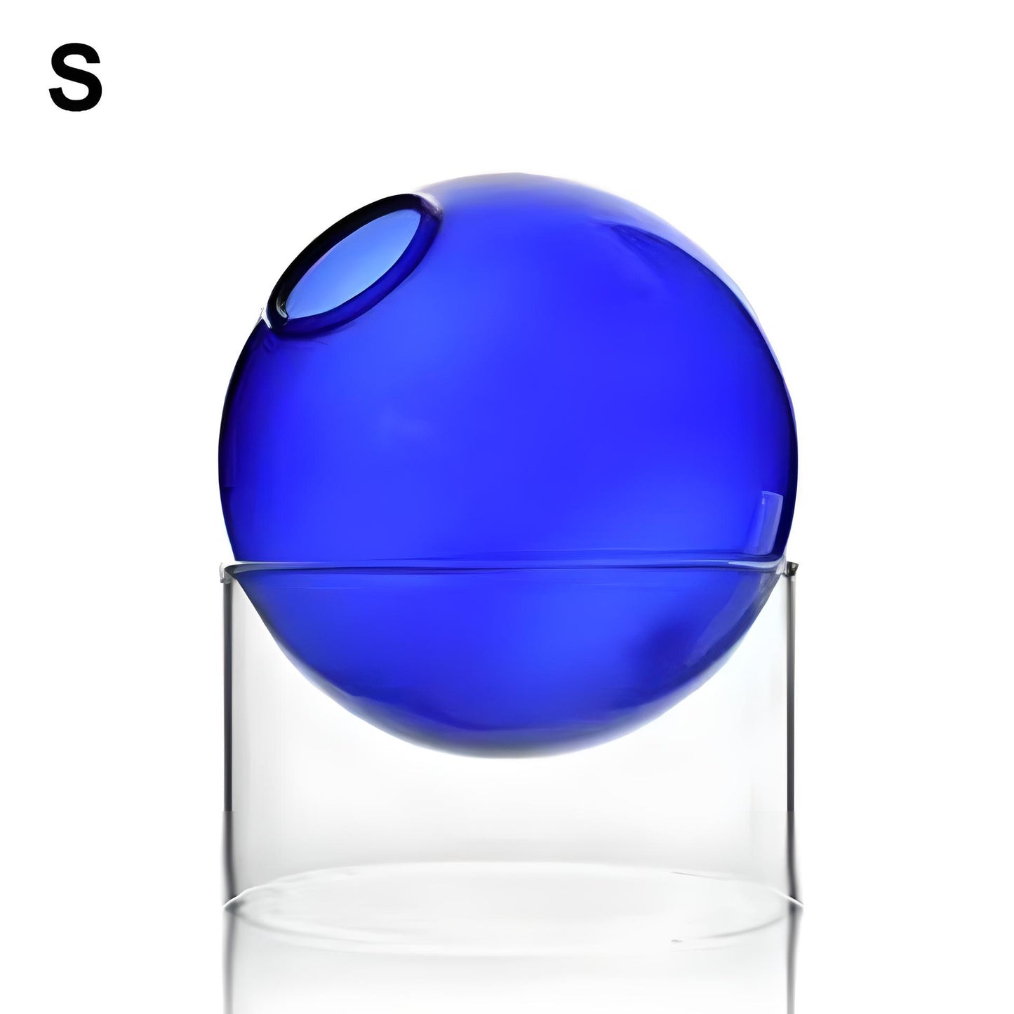 Eterna glass ball vase for flowers or decor. Small Size. Blue Color.