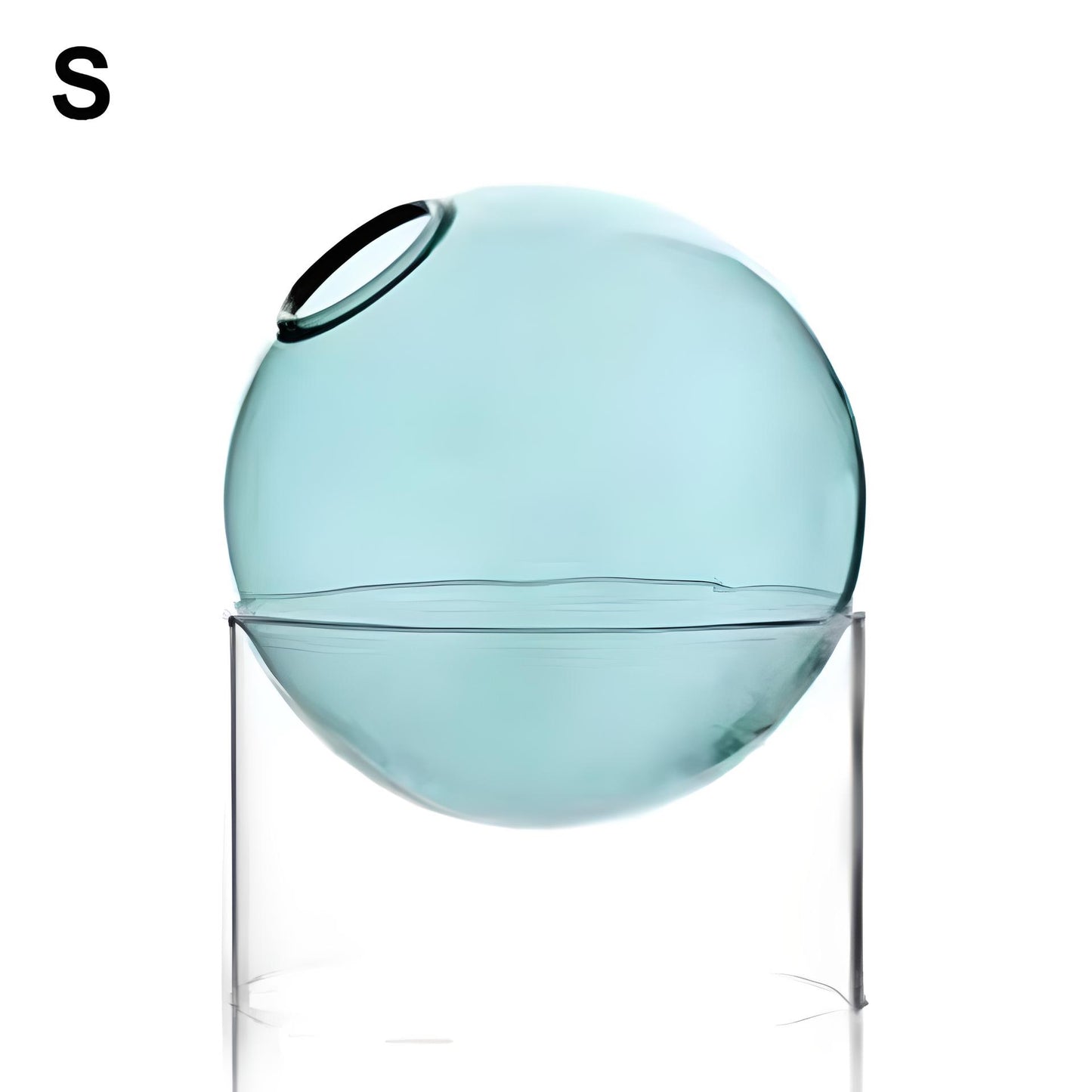 Eterna glass ball vase for flowers or decor. Small Size. Green Color.