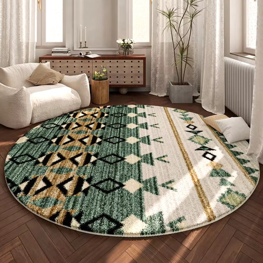 Geneva area rug for modern minimalist home decor. Circular area rug for living room, bedroom, office, or study.