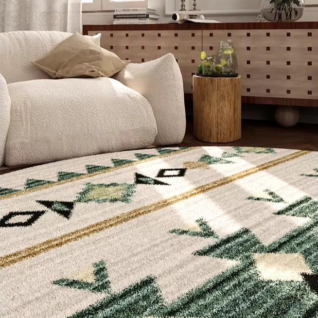 Geneva area rug for modern minimalist home decor. Circular area rug for living room, bedroom, office, or study.