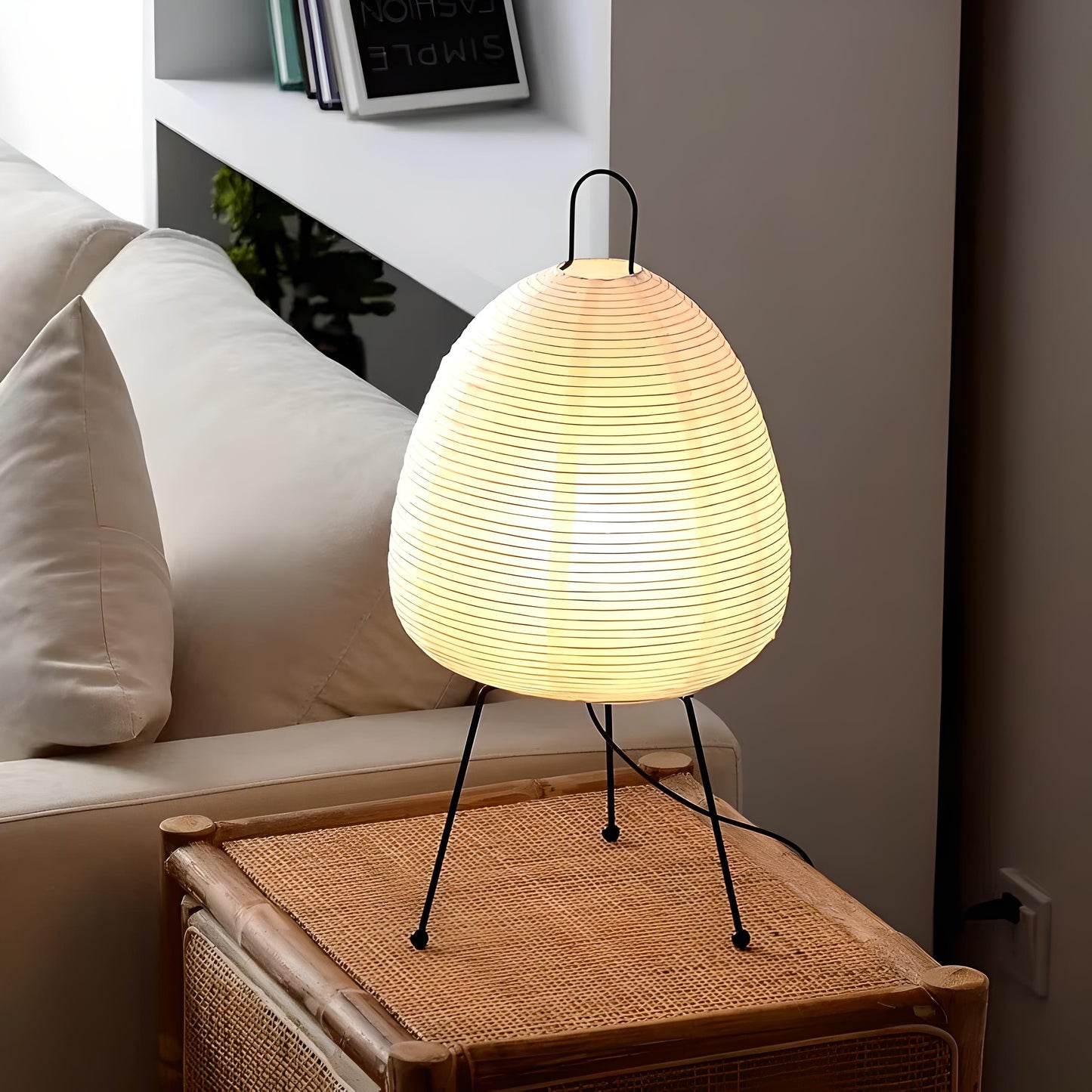 Kaede japandi paper table lamp home decor. 47cm height x 28cm width.