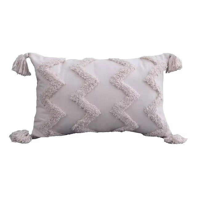 Kamel couch cushion cover boho tufted pillowcase.