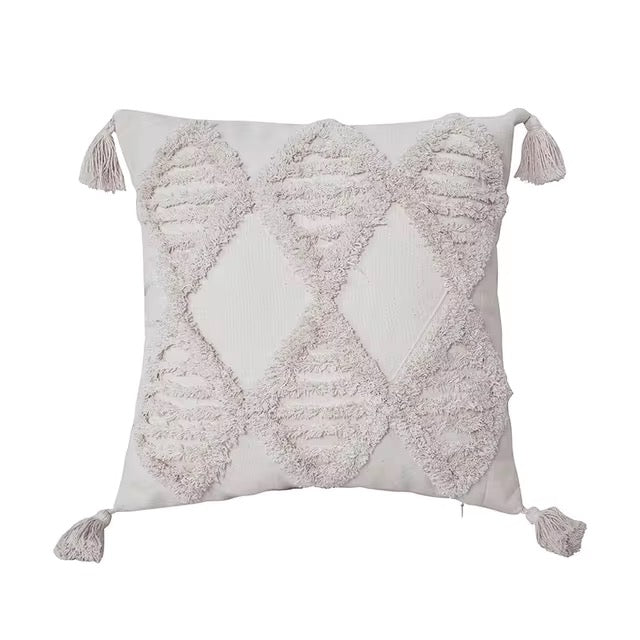 Kamel couch cushion cover boho tufted pillowcase.