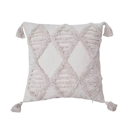 Kamel couch cushion cover boho tufted pillowcase.