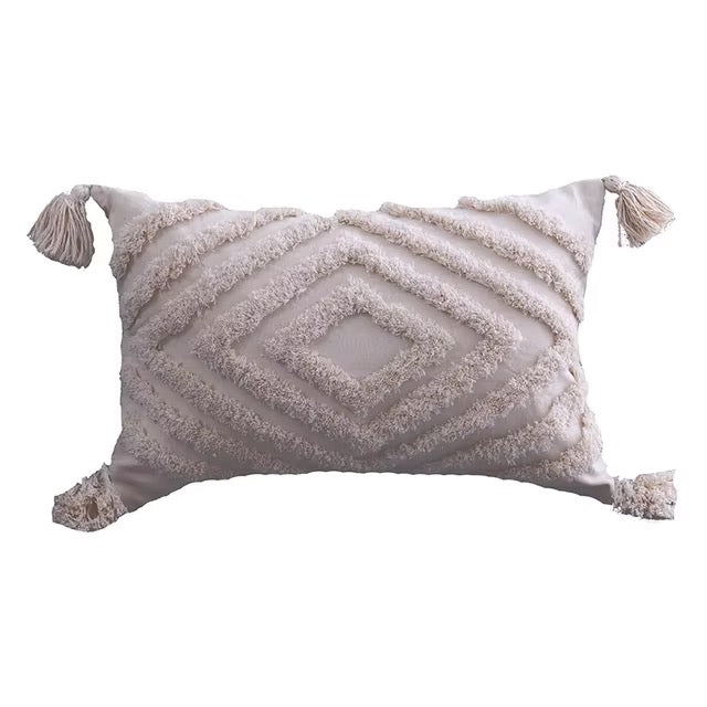 Kamel couch cushion cover boho tufted pillowcase.