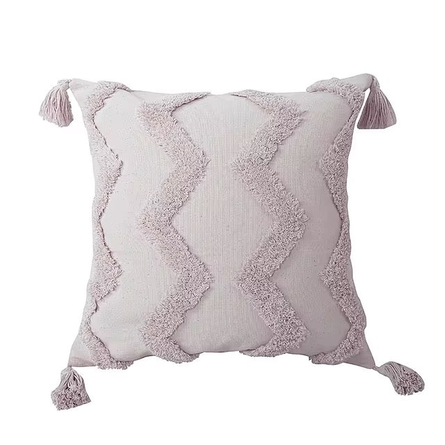 Kamel couch cushion cover boho tufted pillowcase.