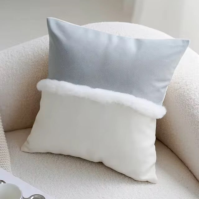 Lebec throw pillow cover home accent decor pillows. 45cmx45cm (17.7"x17.7") White & gray.