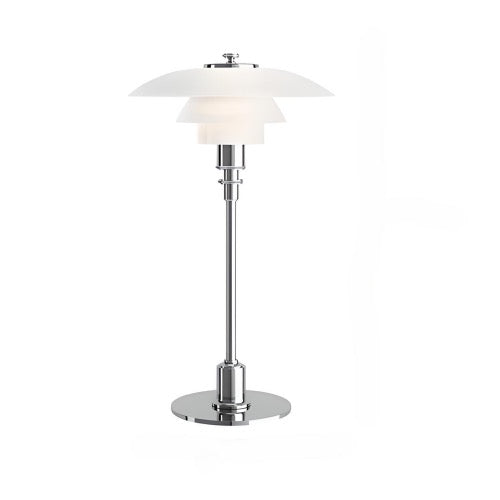 Maisie table lamp for living room, home office, bedroom, or accent lighting. Modern home decor accessory and lighting. White/Chrome color.