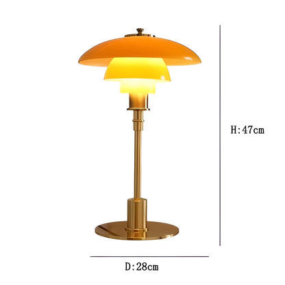 Maisie table lamp for living room, home office, bedroom, or accent lighting. Modern home decor accessory and lighting. Amber/Gold color. 47cm x 28cm