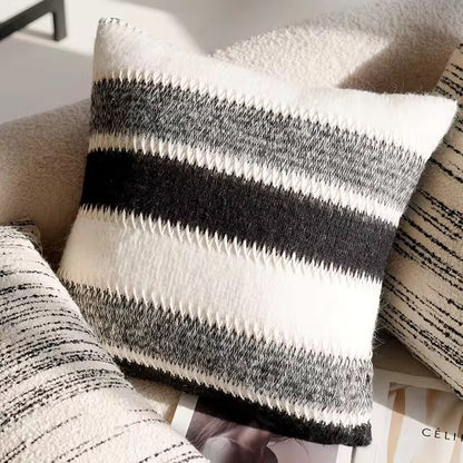 Ozias throw pillow cover for accent pillows and home decor. Classic black and white colors and patterns.