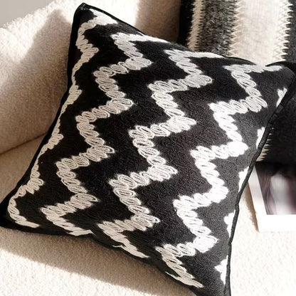 Ozias throw pillow cover for accent pillows and home decor. Classic black and white colors and patterns.