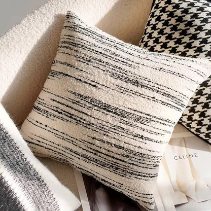 Ozias throw pillow cover for accent pillows and home decor. Classic black and white colors and patterns.