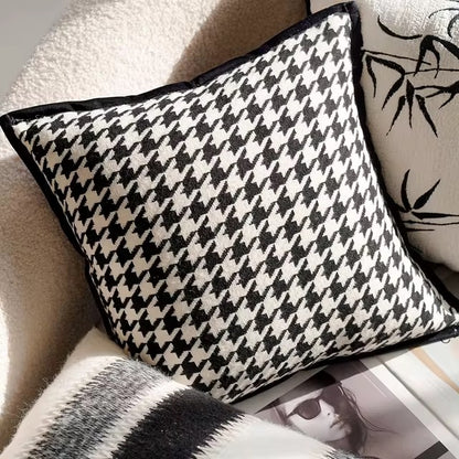 Ozias throw pillow cover for accent pillows and home decor. Classic black and white colors and patterns.