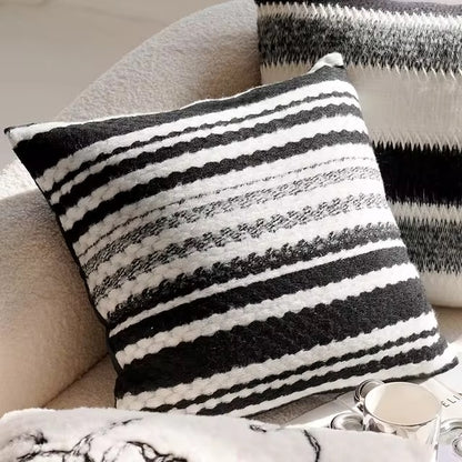 Ozias throw pillow cover for accent pillows and home decor. Classic black and white colors and patterns.