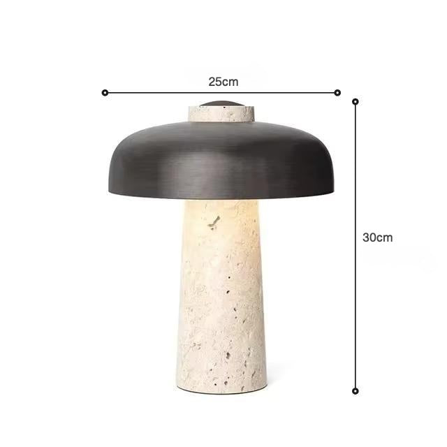 Reina table lamp home decor and lighting. Nordic, Scandinavian, Mid-Century modern decor. Stone base, black metal top.