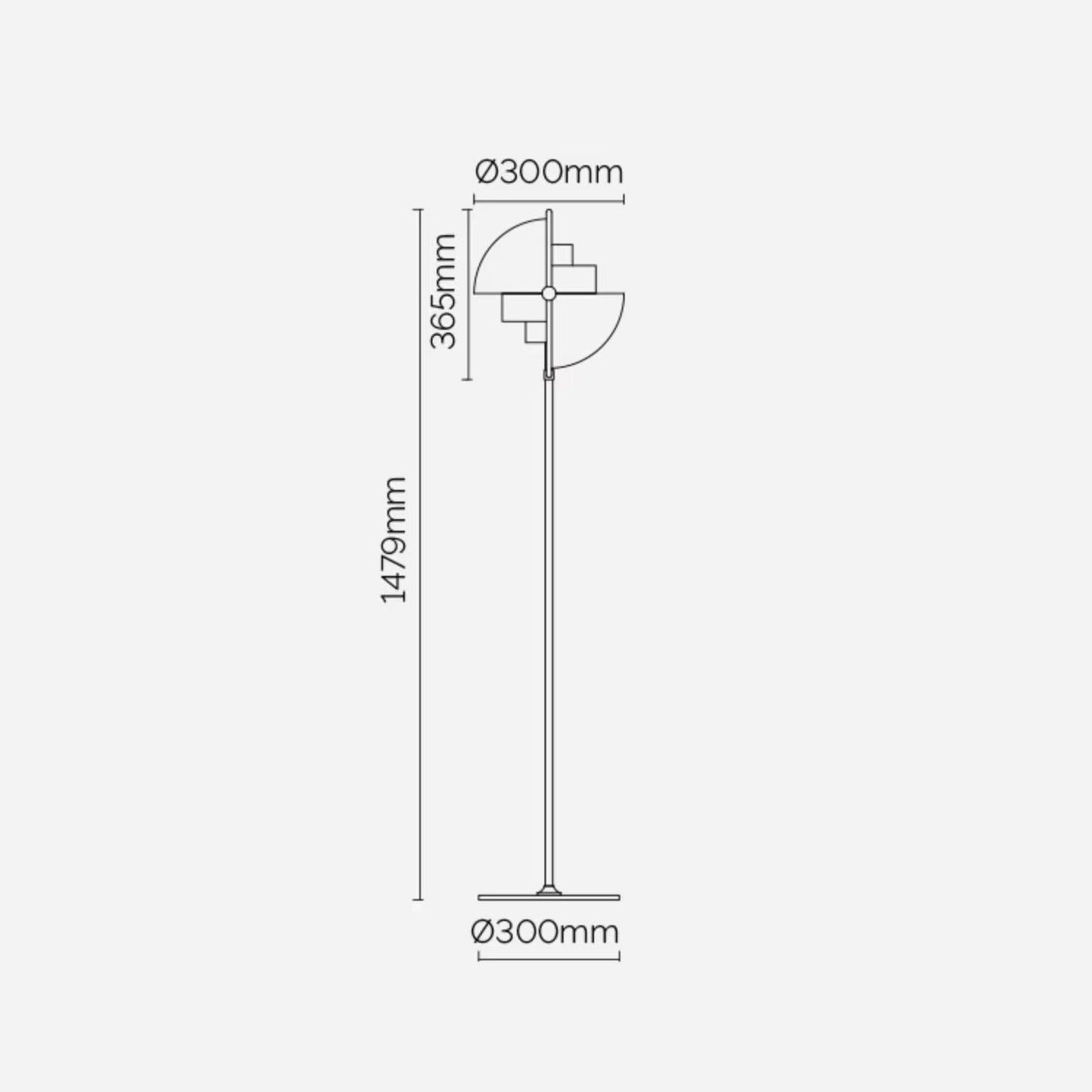 Sophie floor lamp measurements. Nordic, Scandinavian, and modern design home decor and lighting.