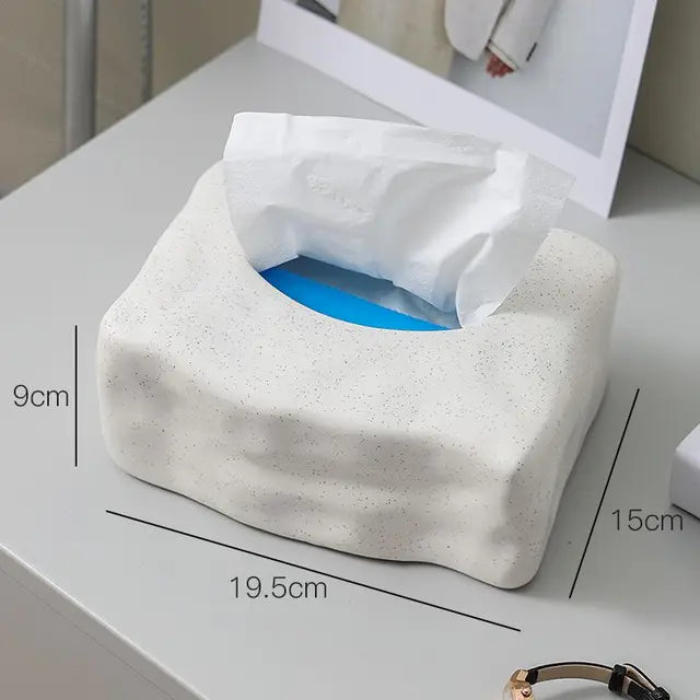 Sable tissue box facial tissue holder measurements ceramic white color