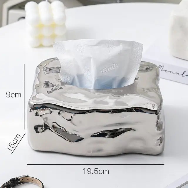 Sable tissue box facial tissue holder measurements silver color