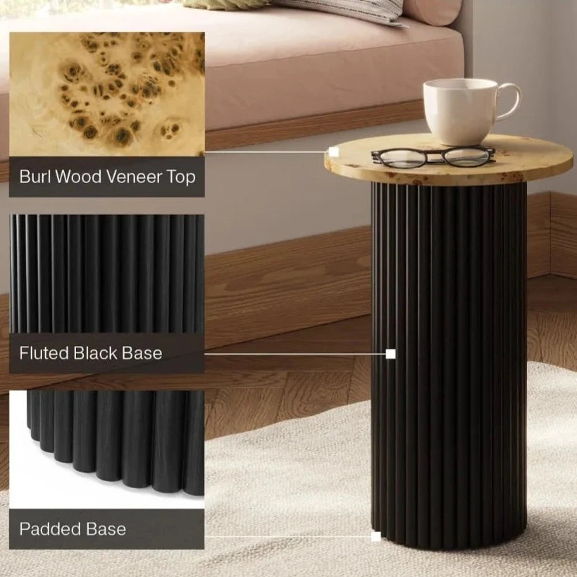 Siren fluted side table black infographic