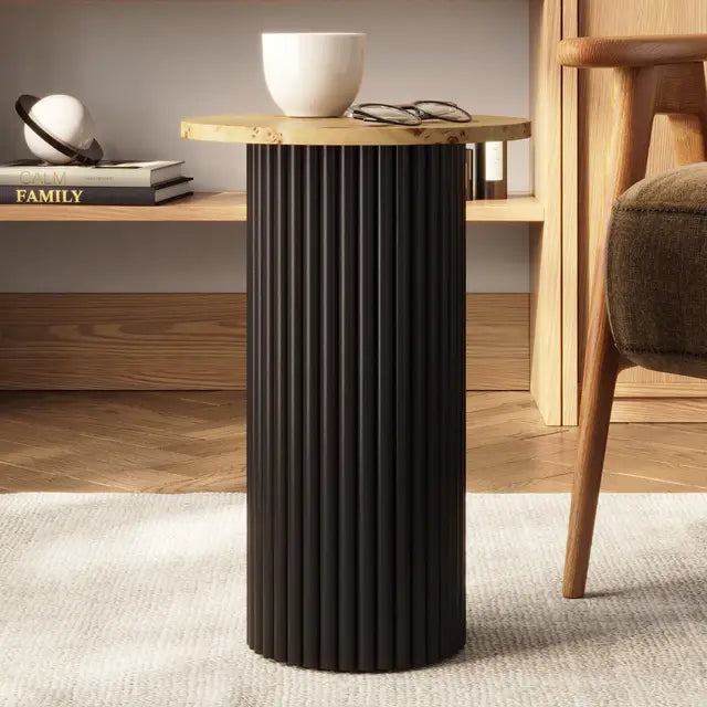 Front view Siren fluted side table black