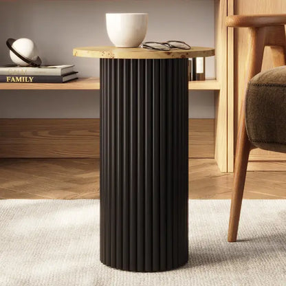 Front view Siren fluted side table black