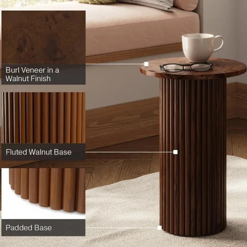 Infographic Siren fluted side table walnut