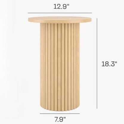 Measurements siren fluted side table oak color