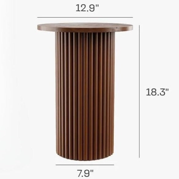 Measurements siren fluted side table walnut color