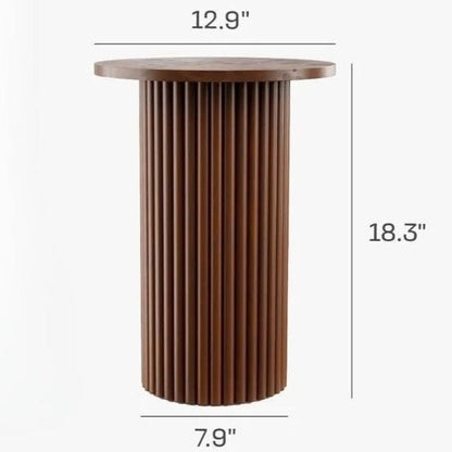 Measurements siren fluted side table walnut color