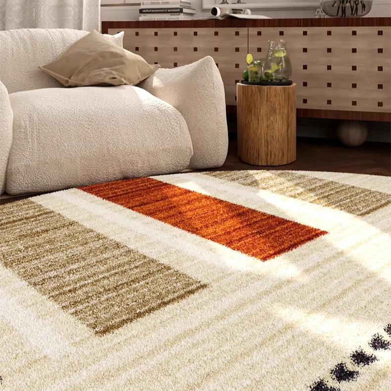 Valera area rug for modern minimalist home decor. Circular area rug for living room, bedroom, office, or study.