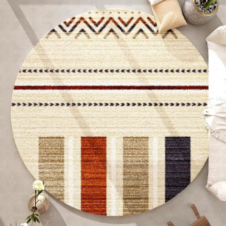 Valera area rug for modern minimalist home decor. Circular area rug for living room, bedroom, office, or study.