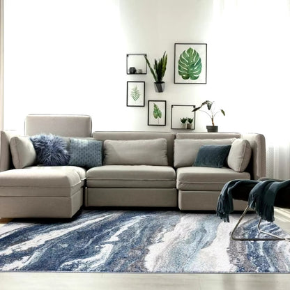 Waverly Area Rug for modern minimalist luxury home decor. Available in multiple sizes for living room, bedroom, dining room, study, or office.