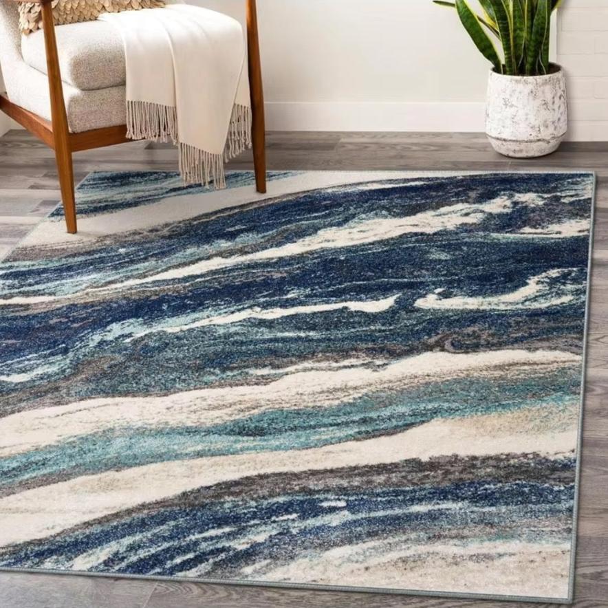 Waverly Area Rug for modern minimalist luxury home decor. Available in multiple sizes for living room, bedroom, dining room, study, or office.